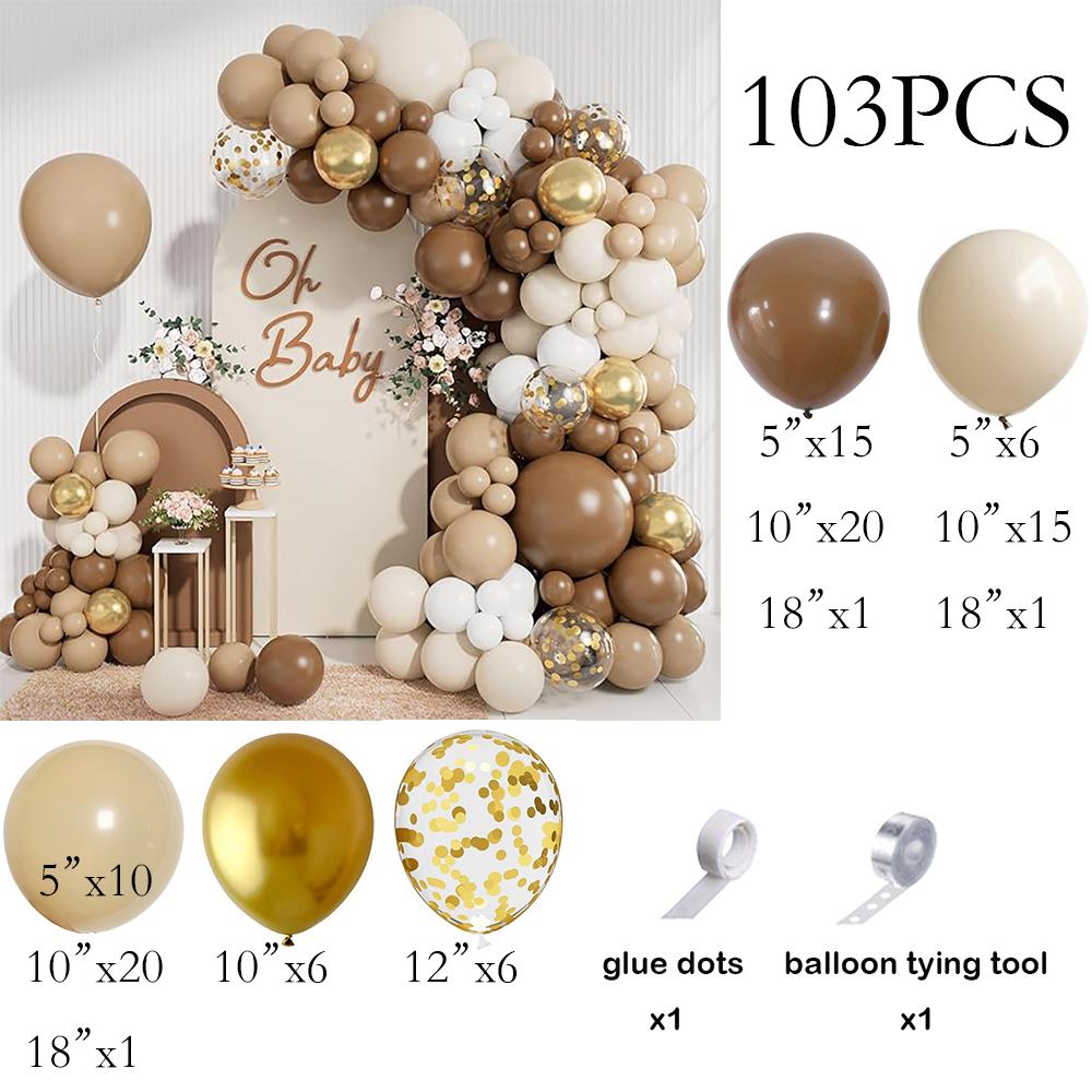 

Retro Brown Balloons Garland Skin White Sand Gold Confetti Balloon Arch Kit Home Party Decor Gender Reveal Wedding Decoration AS Picture