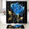 4Pcs Shower Curtain Set with Non-Slip Bath Mat, Toilet Lid Cover, Contour Rug & 12 Hooks, Bathroom Decor