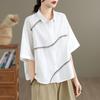 DIMANAF 2026 Women Plus Size New Summer Blouse Shirt Short Sleeve Casual Loose Lady Tops Shirts Embroidery Cotton