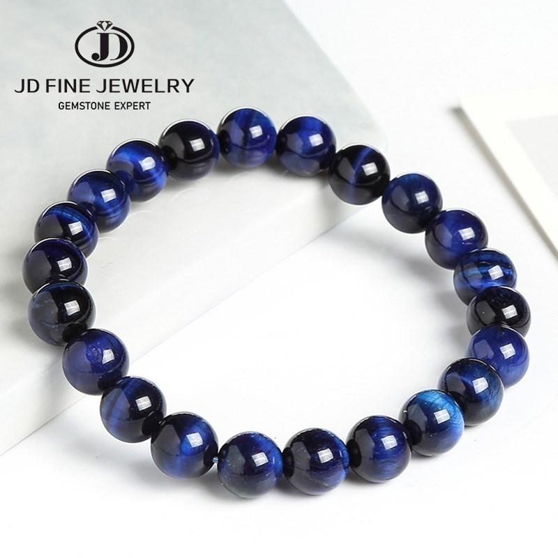 JD Naturstein Blaues Tigerauge Perlenarmbänder Damen Herren Reiki Heilung Yoga Meditation Charms Armreifen Pulseras Schmuck Geschenk