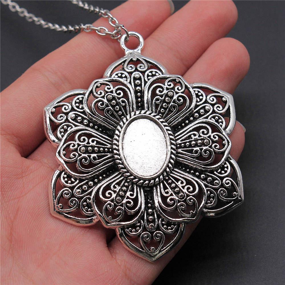 45cm Or 70cm Long Chain Necklace Oval Glass Cabochon Base Setting Tray Minimalist Jewelry Components QN054