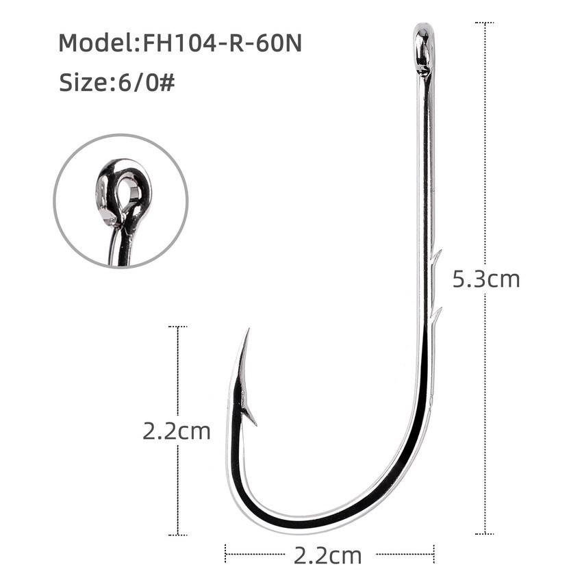 100pcs High Carbon Steel Barbed Fishing Hooks with Ringed Shank, Double Back, Long Shank, Straight Eye for Sea Fishing