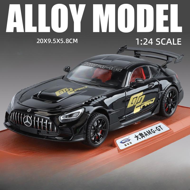 Simulation 1:24 Benz AMG-GT Super Car Model with Sound and Light Collection Diecast Miniature Voiture Home Decor Boy Car Toy