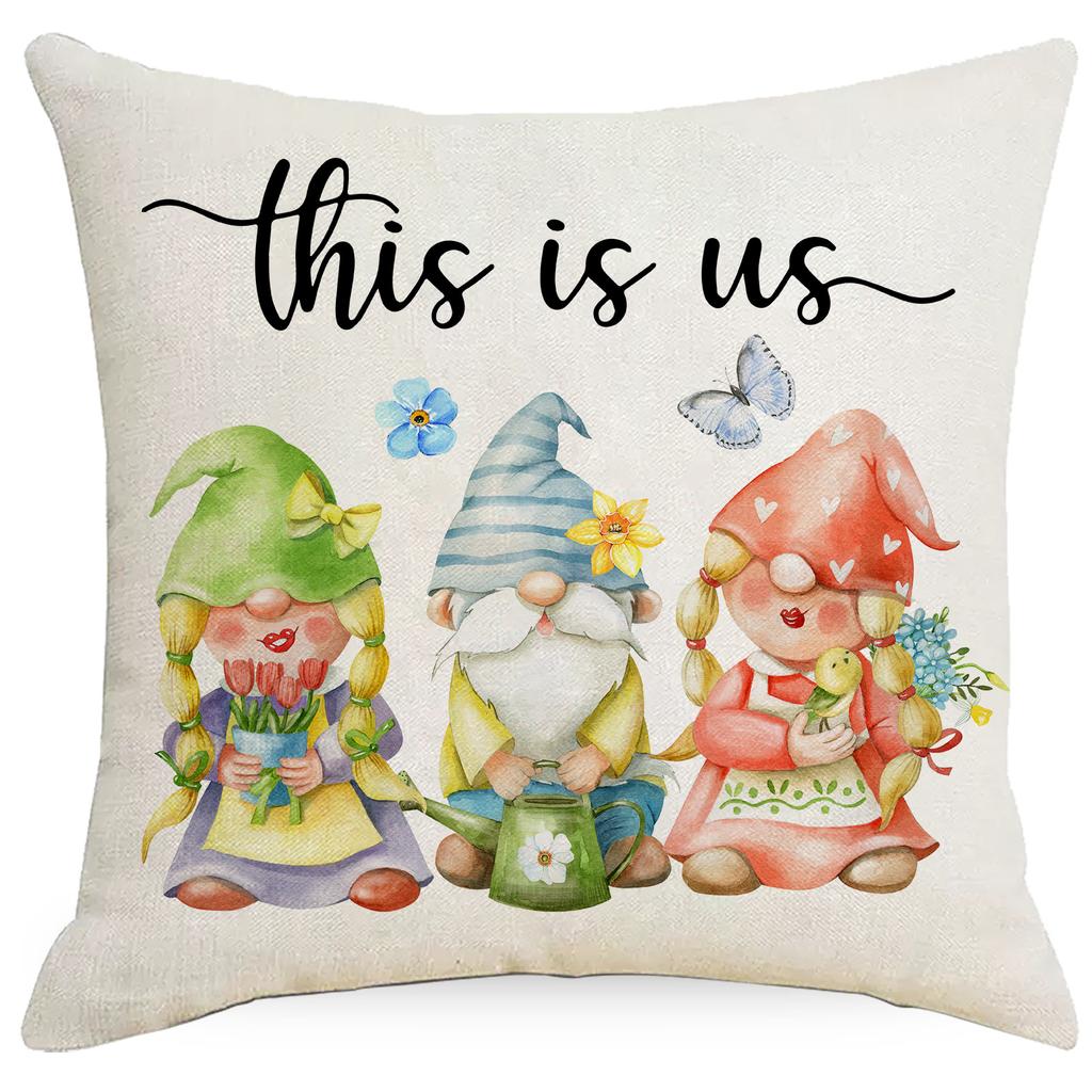 Frühlingsblumen Leinen Kissenbezug Blauer LKW Digitaldruck Kissen