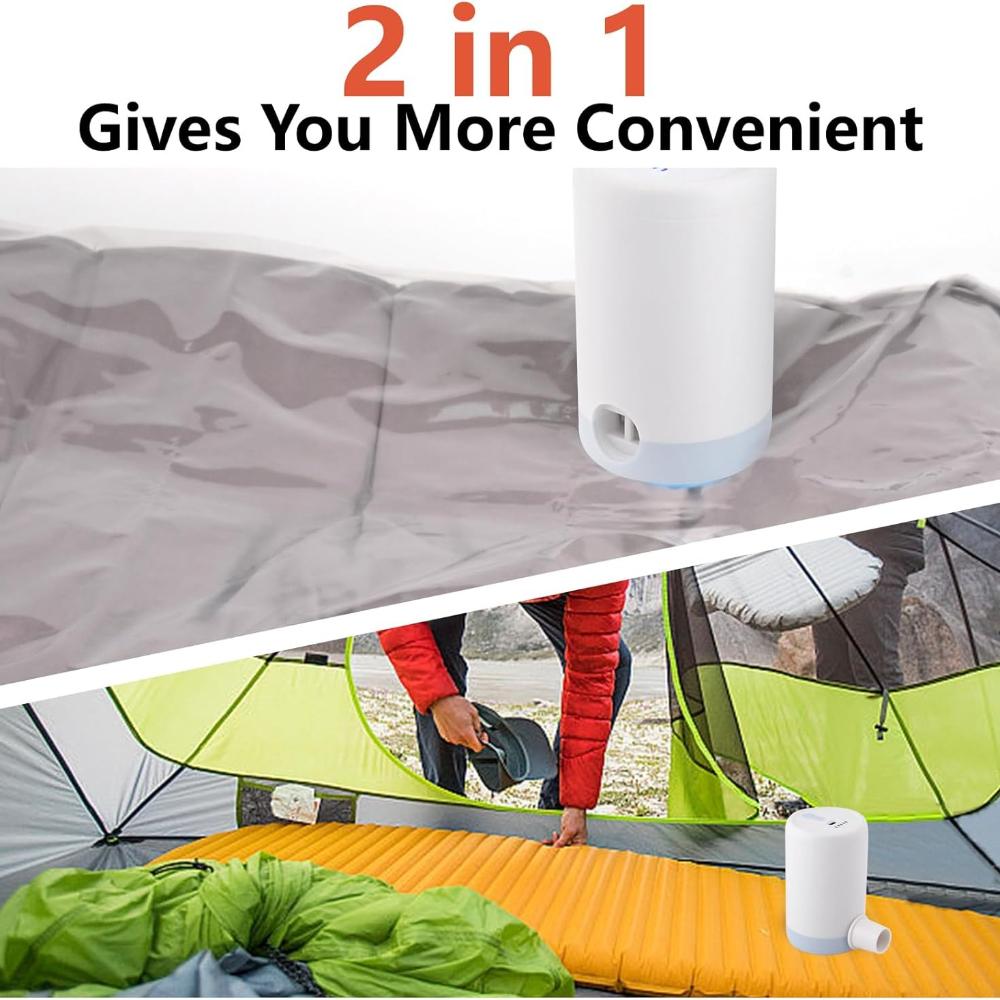 CKCLR Electric Vacuum Storage Bag Pump, 1500mAh Battery Portable Air Pump, 20W Electric Air Pump for Inflatable Paddling Mattresses Pool Beach Toys