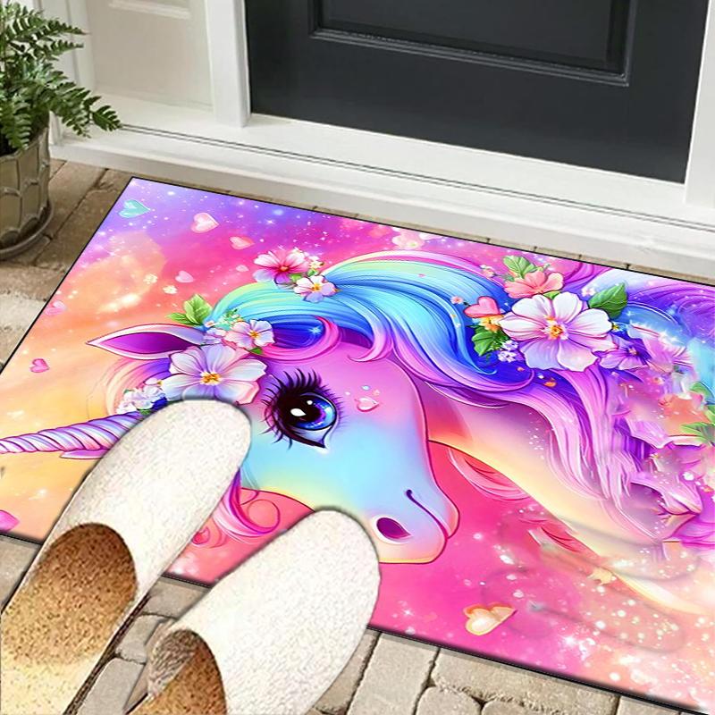 Magical Unicorn Fantasy Office Rug Chair Mat, Entryway Carpet, Suitable for Front Door, Bedroom, Living Room, Desk, Holiday Gift
