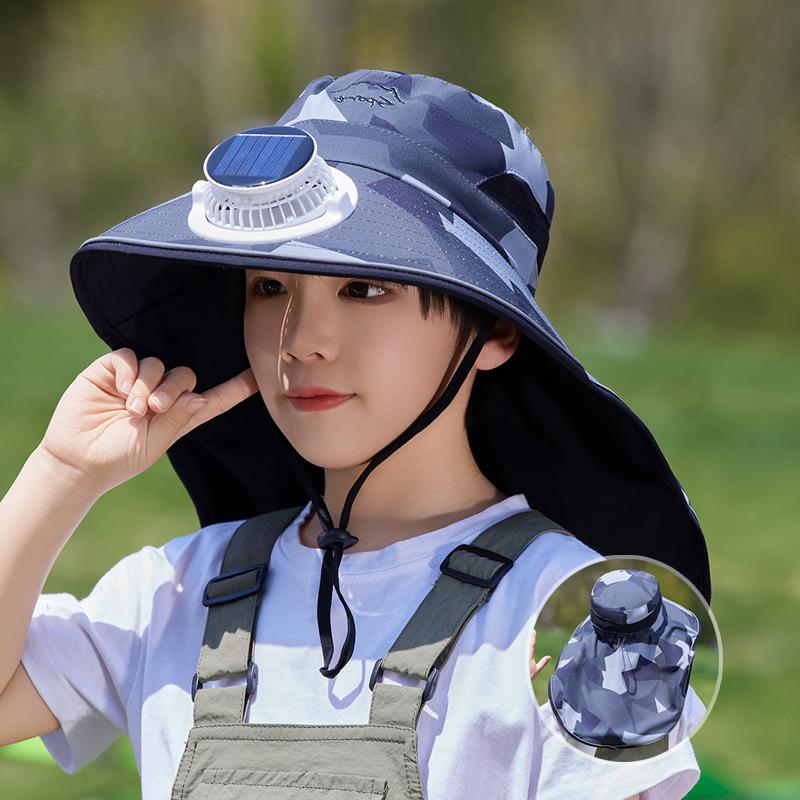 

Children s hat summer eaves shawl bucket hat solar fan sun hat boys and girls outdoor sun hat