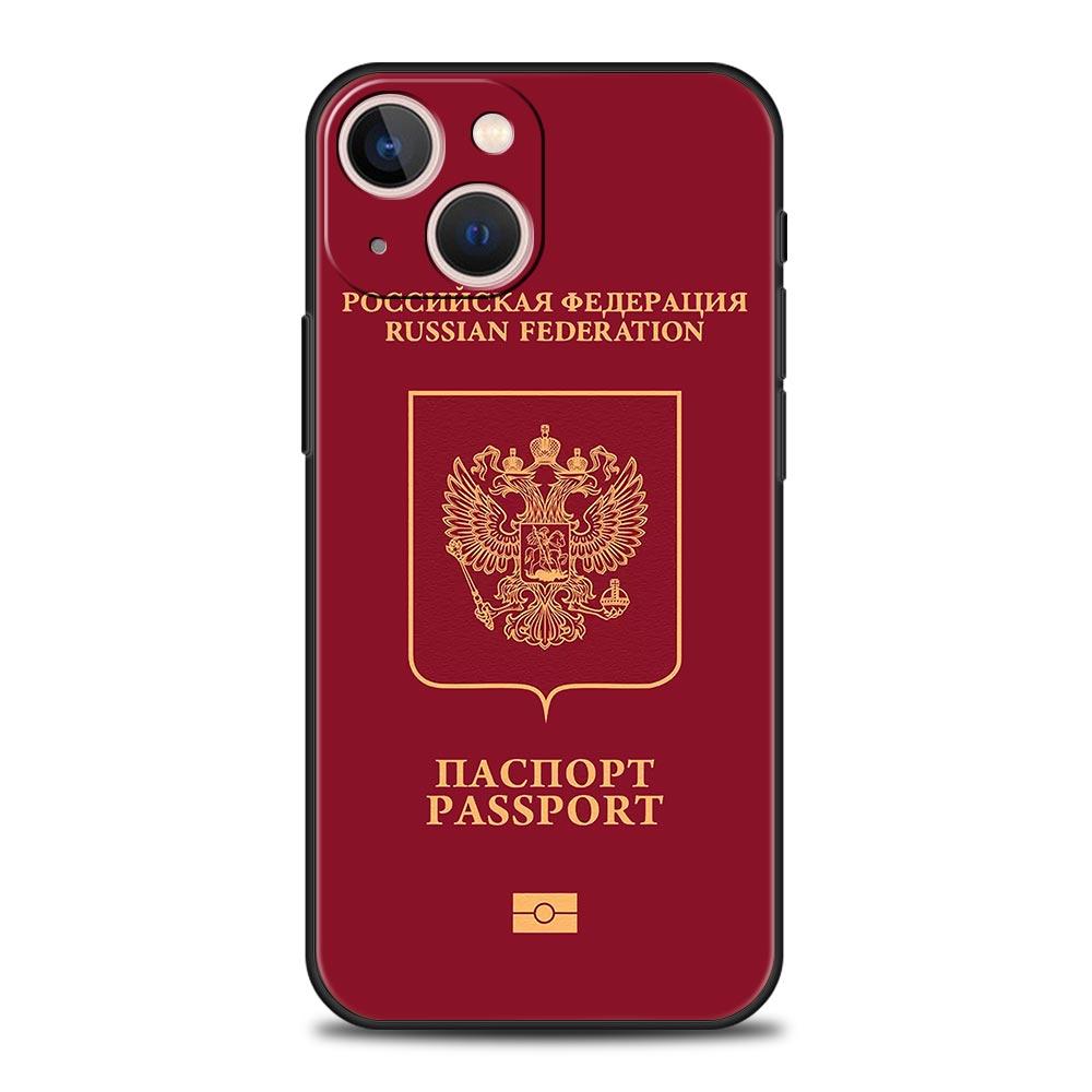 Algeria Russia Passport For iPhone 11 12 13 15 14 Pro Max Phone Case X XR XS 7 8 Plus SE 2020 Luxury Black Soft Cover Funda