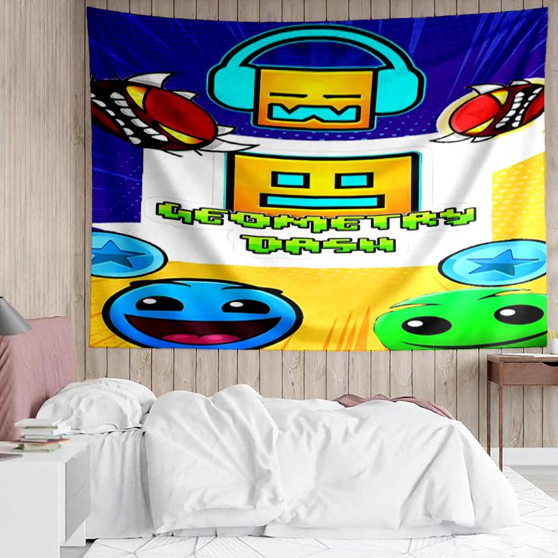 1PC Geometry Dash: Dance To The Beat Tapestry, Unique Design Tapestry, Suitable for Bedroom,Livingroom, Playroom,Heartwarming Holiday Gifts
