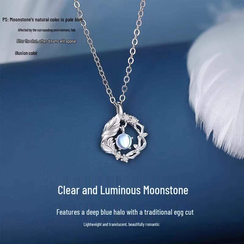 Blauer Eukalyptus & Vogel S999 Sterlingsilber Damen Halskette - 2024 Luxus Neujahrs- & Geburtstagsgeschenk