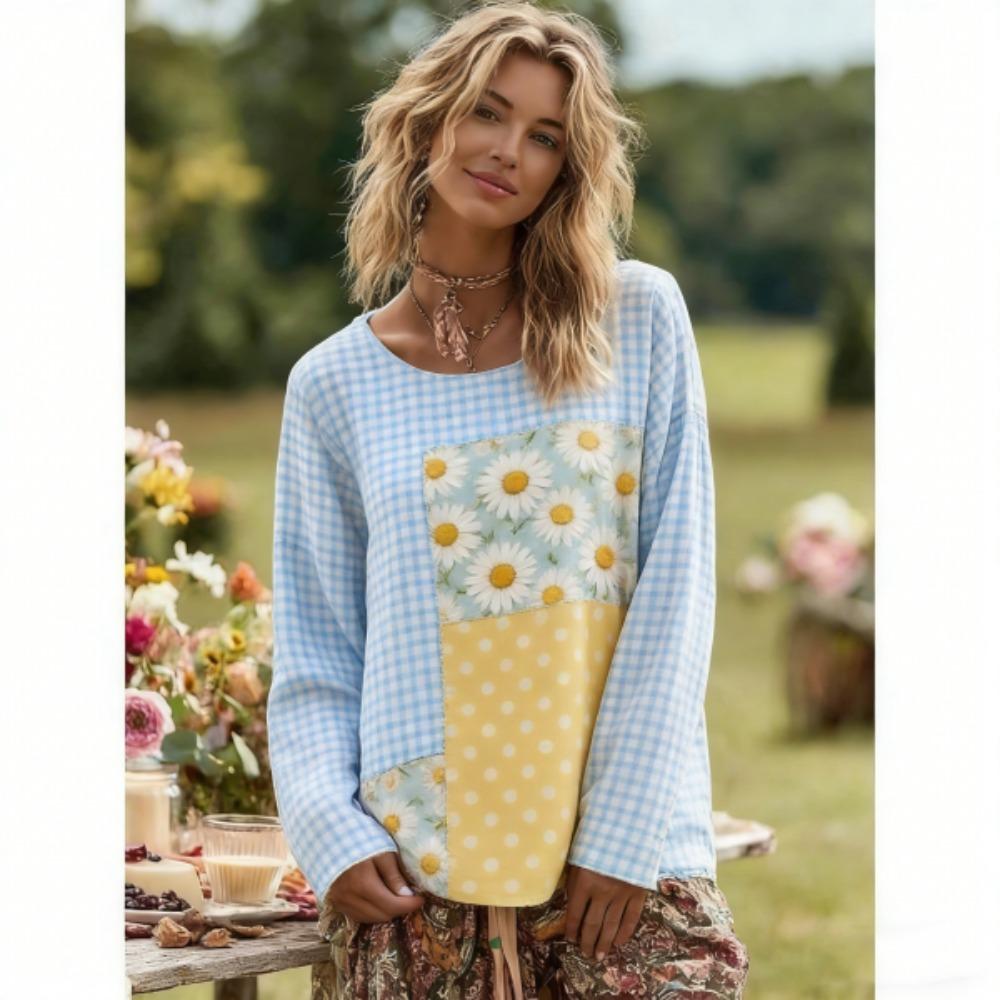 Europe America Style Fashion Splicing Colors Women's T-shirt Pullover Women Long Sleeve Clothing Outdoor Casual Tees Top