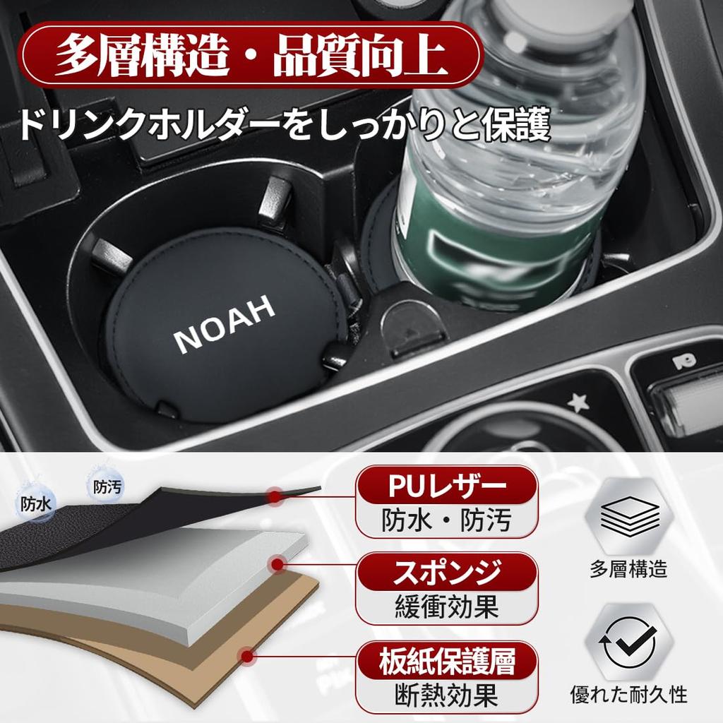 Car Drink Holder Coaster for Noah 90 Heat Noise Stain Resistant Round 2 Pieces Included Fiber (80 Series, Series, S-Z, S-G) - Insulation, Reduction,