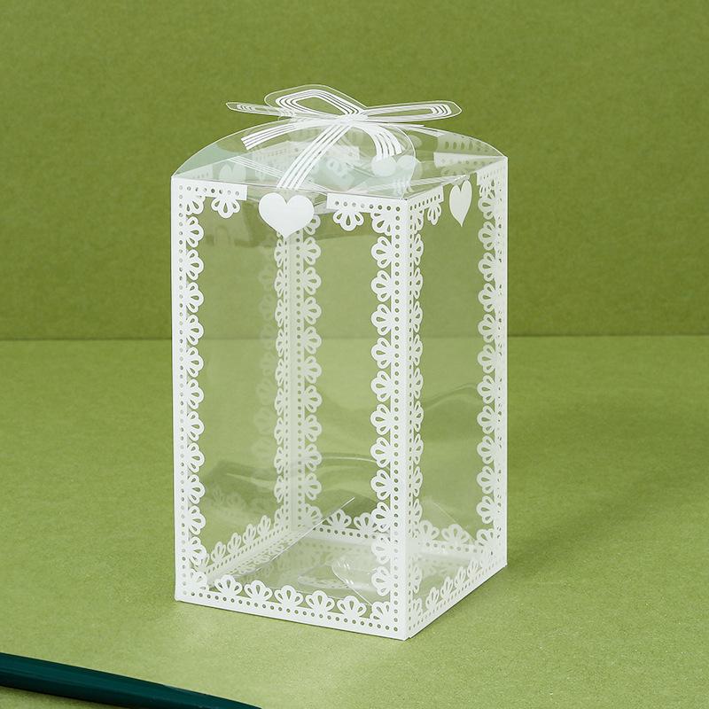 5/20 Stück transparente Spitzen-Herz-Geschenktüten Schachteln PVC-Leckerli-Boxen mit Band für Hochzeitsgeschenke Kekse Desserts und Party-Auslage