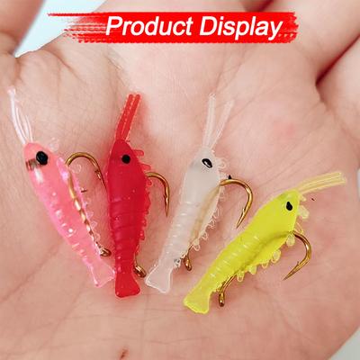 Señuelo tipo Gamba suave Artificial, gusano para anzuelo de pesca, señuelos Crankbait afilados, cebo de gambas de silicona, 5/10/20 piezas