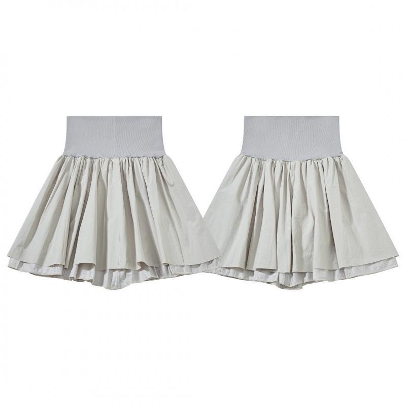 Japanese Niche Double-Layered Ribbed Waist Gray Ballet-Style Fluffy Skirt for Women