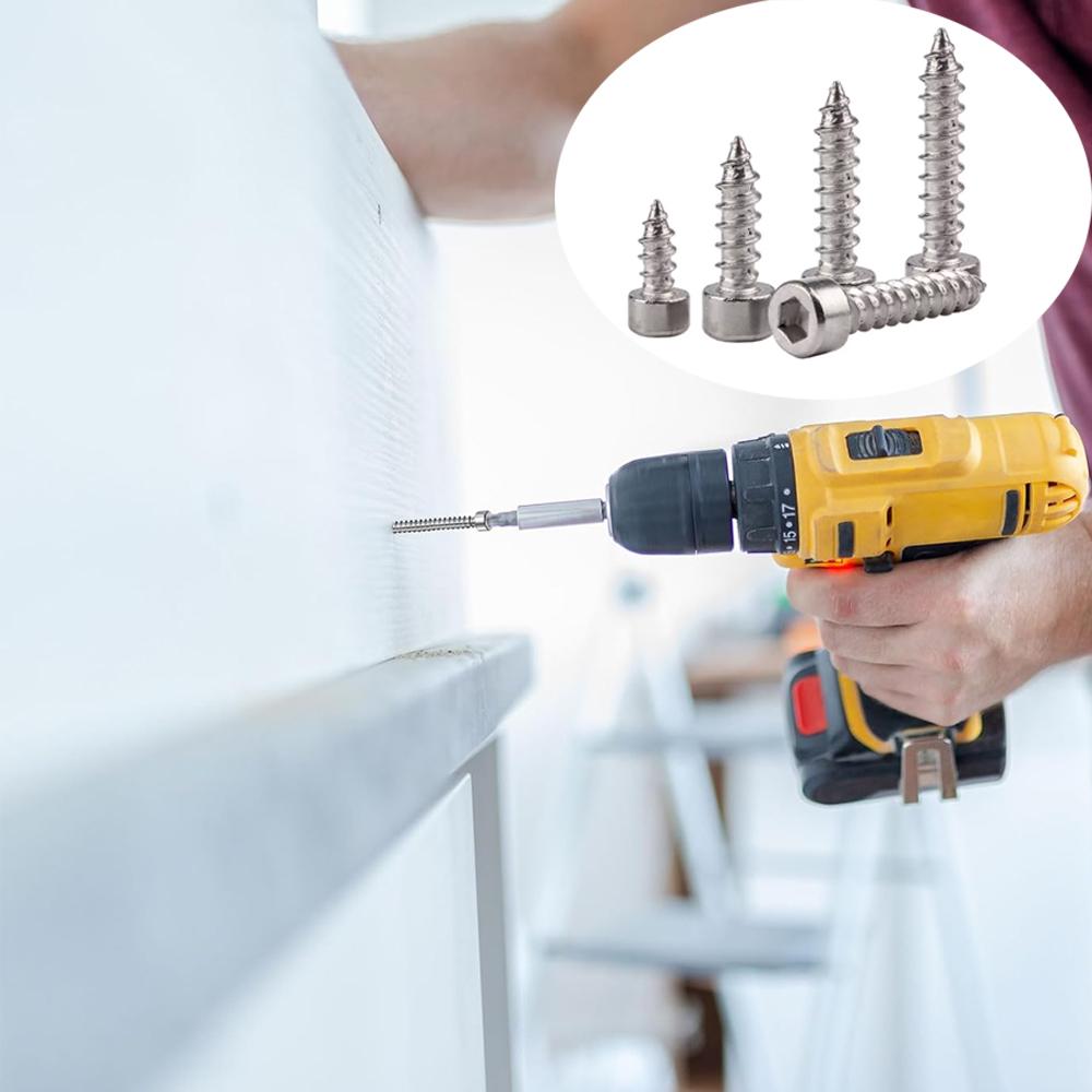 50/100pcs M2 M3 Cylinder Head Hex Socket Screws 304 Stainlesss Steel Fullys Threaded Self-Tapping Screws Suitable for Furniture, Machinery