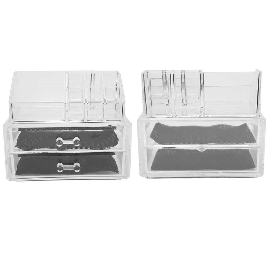Transparent Makeup Storage Box Set TwoTier Box Jewelry Lipstick Organizer Display Holder
