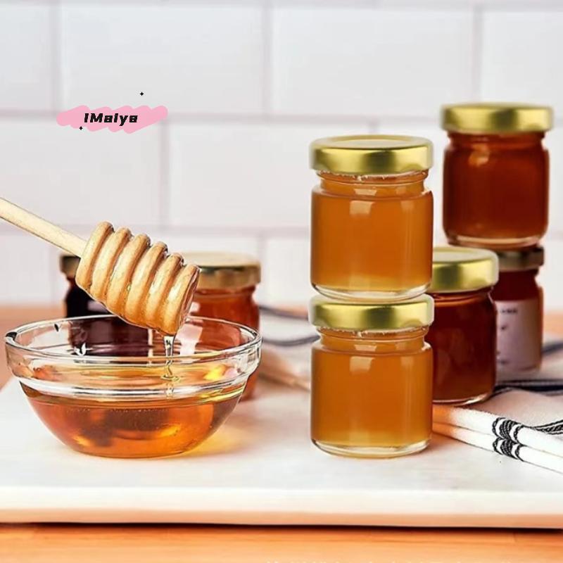 M-Mini Hexagonal Glass Jars 45ML 3/5Pcs with Gold Screw Lids Leak-proof Reusable Multi-purpose Storage for Honey Jam Spice