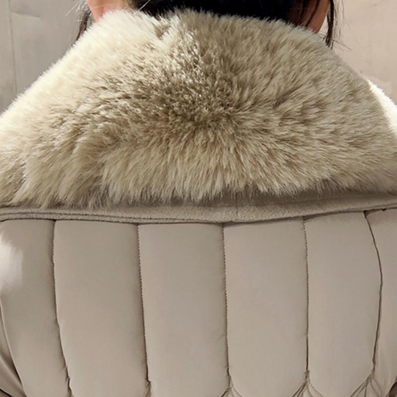 Plussstørrelse L-7XL Mote Vinterjakker Dame Lang Parkas Hette Stor Fuskepelskrage Løs Tykk Varm Overfrakk Casual Damekåper Med Belte