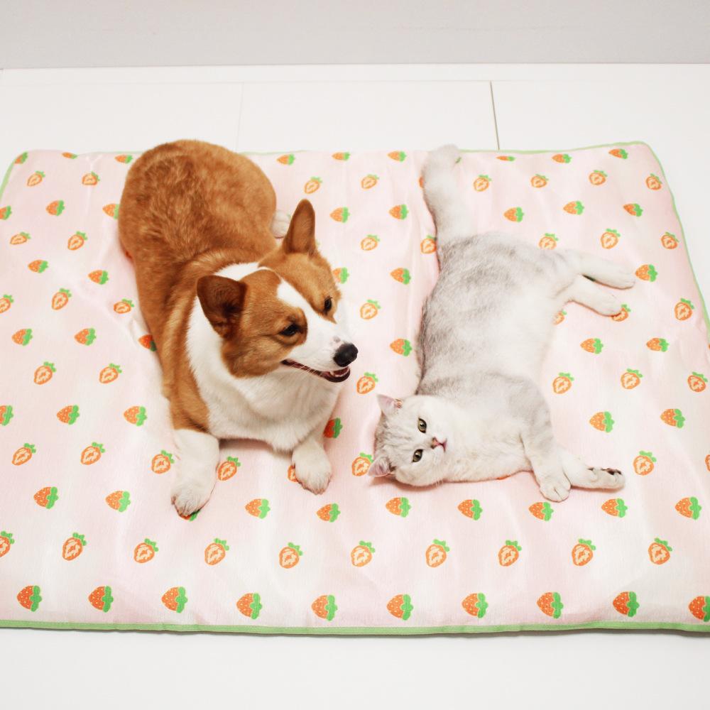 Ice silk mat pet cushion removable and washable summer teddy corgi golden retriever dog bed non-sticky hair