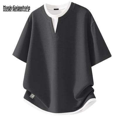 Men's Waffle Knit V-Neck Layered Look T-Shirt