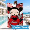 Custom Name Love Heart  Beach Towel Microfiber Beach Towel, Lightweight and Quick-Dry, for Summer Travel, Swimming Pool Gift