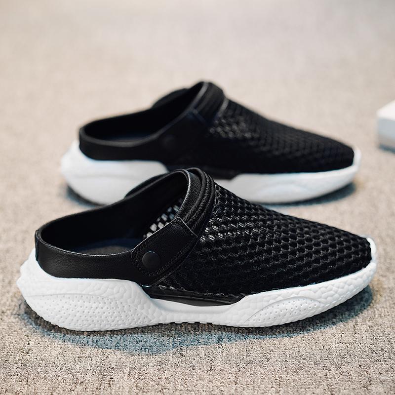 Mesh Thick-soled Half Shoes For Man Mules Light Closed Toe Slide Sandals Slip On Backless Loafers Men Open Back Casual Shoes