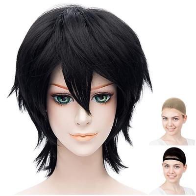 CaseEden Cosplay Wig, Premium Short, 30cm, Heat-Resistant, Black, WIG5448