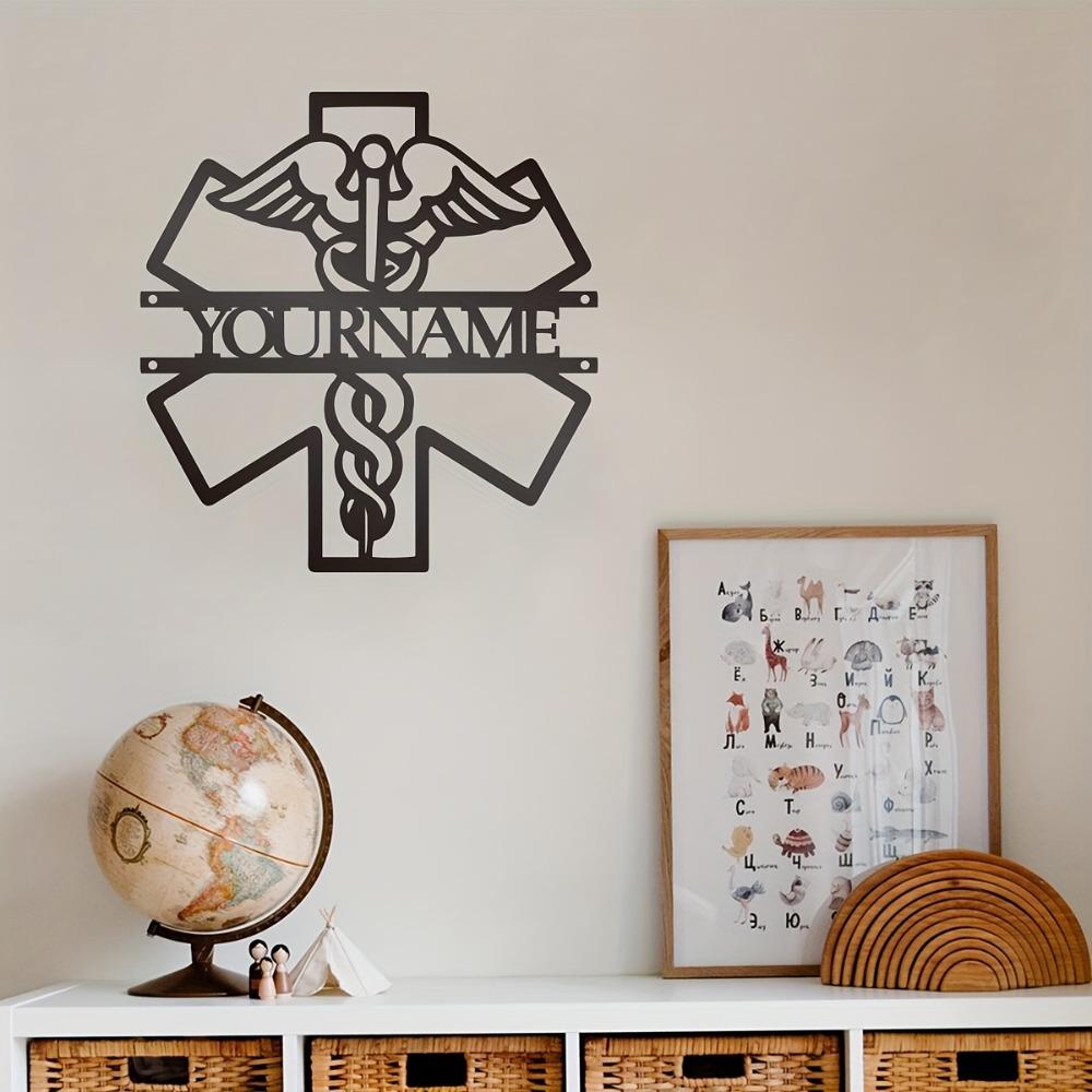 Customizable Medical Symbol Iron Wall Art Personalized Name Modern Outdoor
