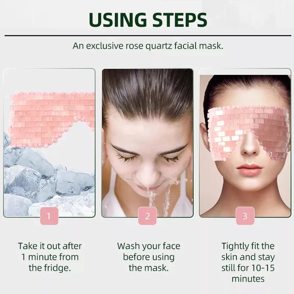 Naturalny Masażer do Masek na Oczy z Kwarcu Różowego Jadeit Relaks Sen Narzędzia do Masażu Pielęgnacja Kamień Chłodząca Maska do Spania na Twarz