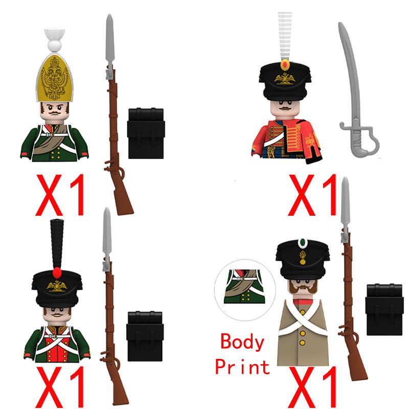 Napoleonic War Military Building Blocks Mini Bricks Figures Gifts Weapons Funs Equipments Russian France UK Italy Solider Toys