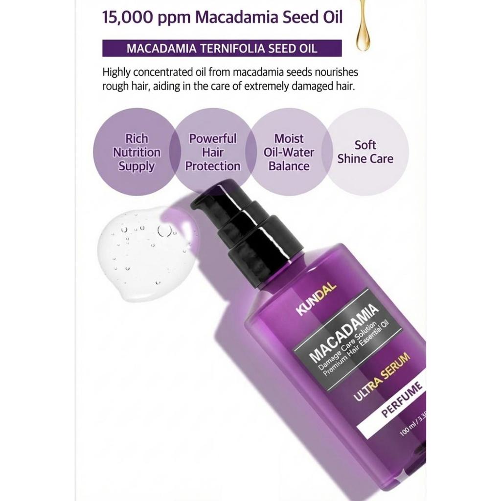 KUNDAL Trattamento Capelli Miele e Macadamia 200ml + Siero Capelli Ultra 100ml Set