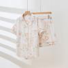 Summer Lyocell Tencel lapel short-sleeved pajama set women's flower print loungewear can be worn outside