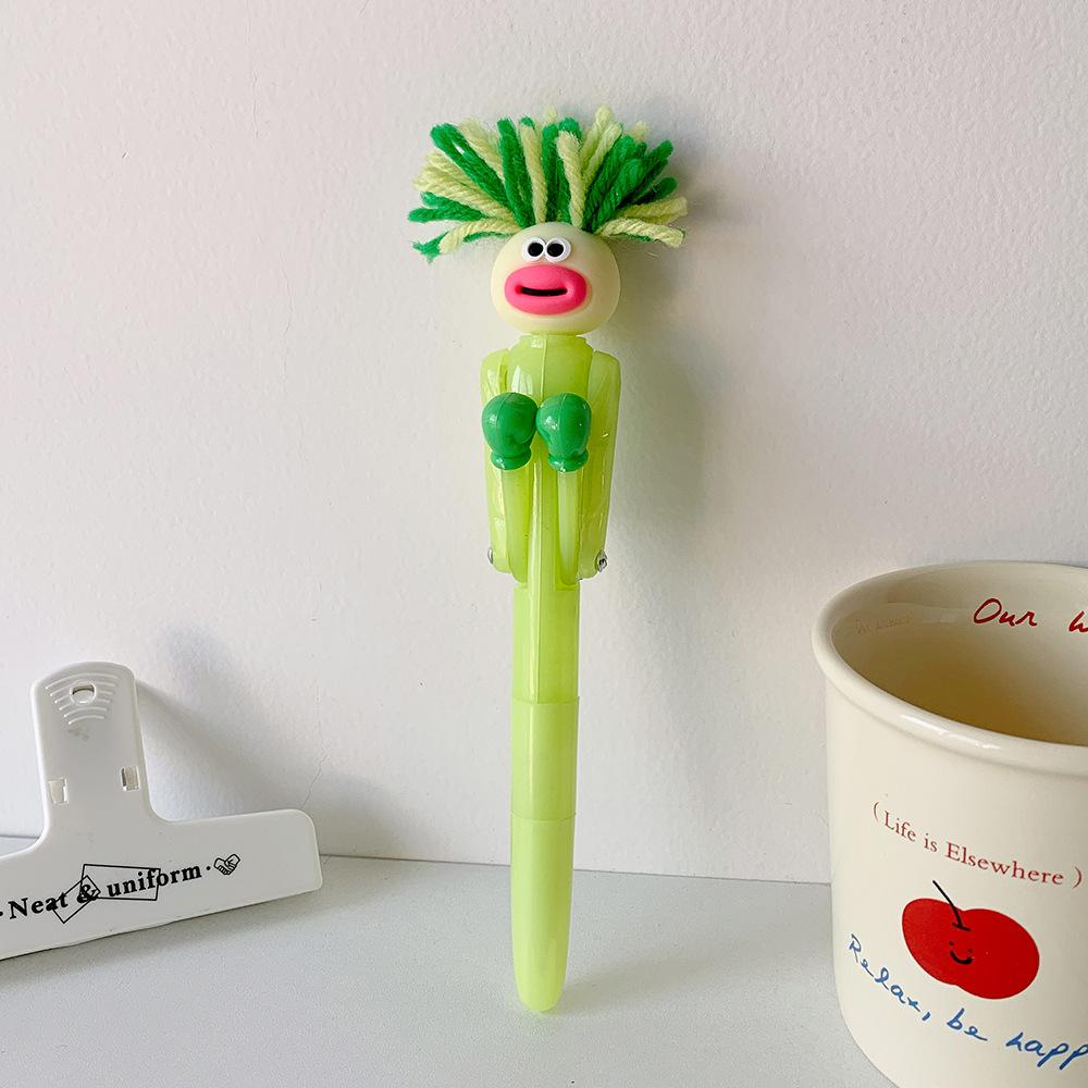 

Creative Boxing Long-hair Robot Ballpoint Pen Fun Children s Stress-relieving Stationery Black Ink Writing Pen School Supplies зелёный