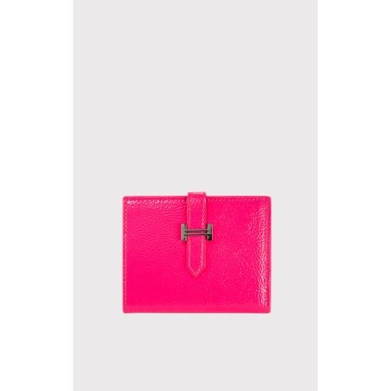 Helsinki Fuchsia Women's Card Holder Wallet with External Belt Closure and Zipper and Coin Pocket