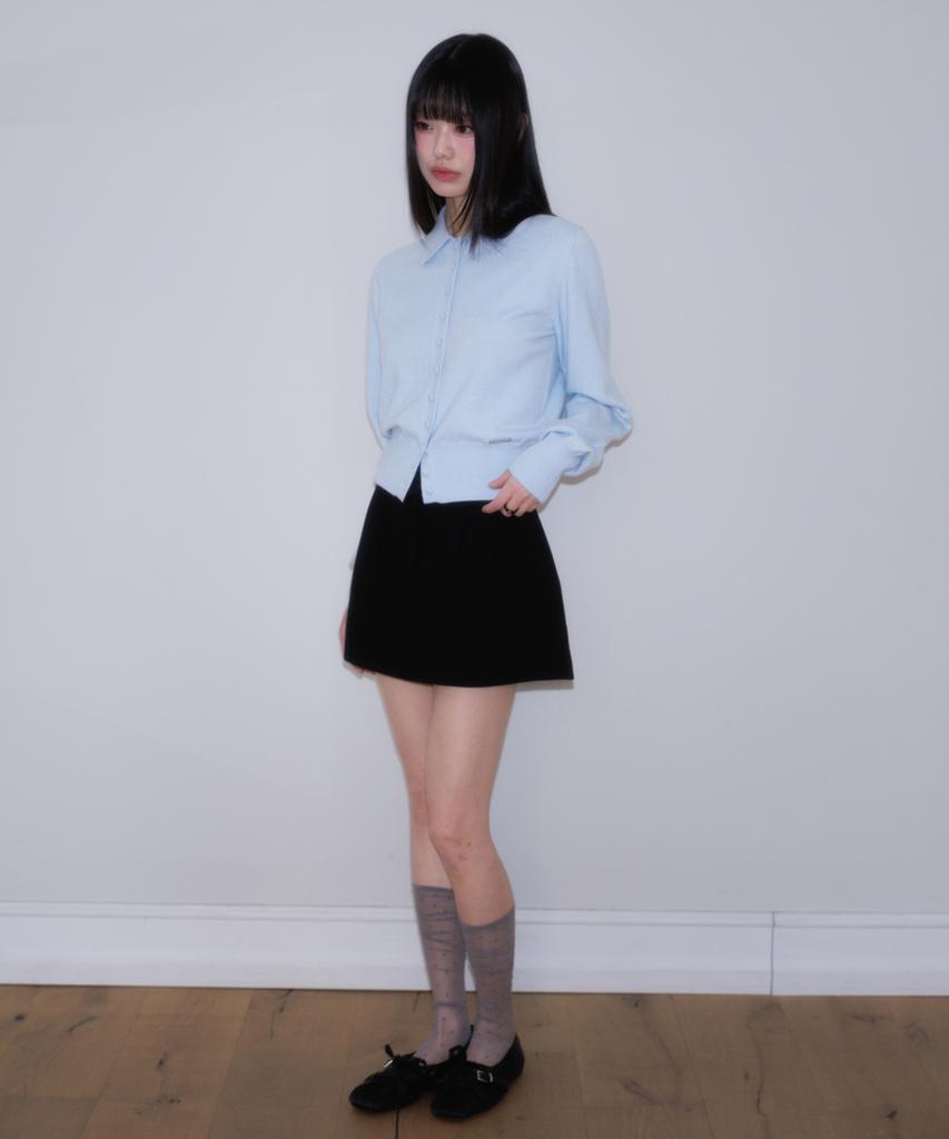 ROSEFRANTZ Frill Waist Pintuck Miniskirt [Black]