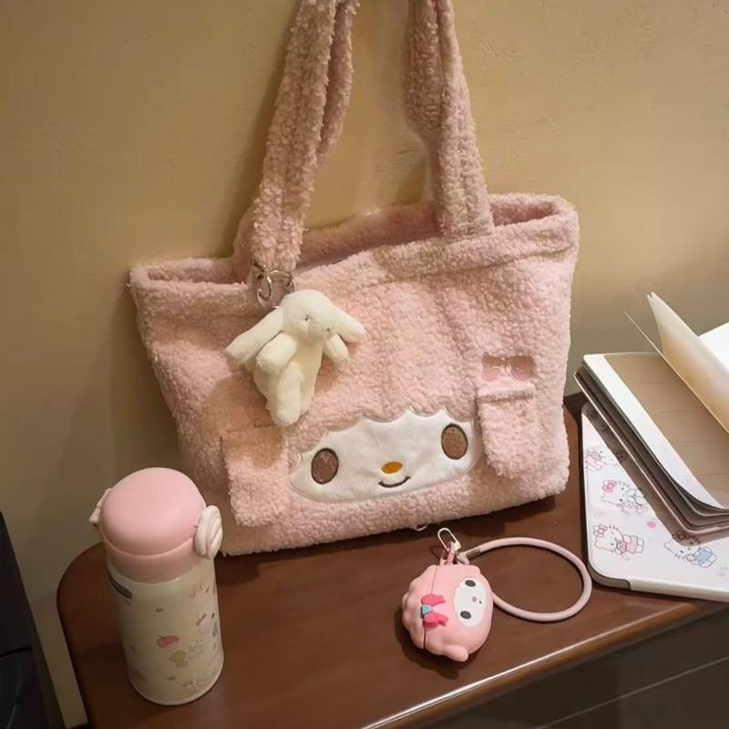 Cute Soft Versatile Large Capacity Plush Shoulder Bag Female New Cartoon My Sweet Piano Handbag Cartoon Bag Plush Messenger Bag
