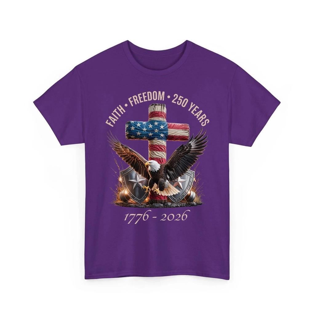 250 Years American Flag 250th Anniversary USA Faith Freedom Eagle Patriotic Tee