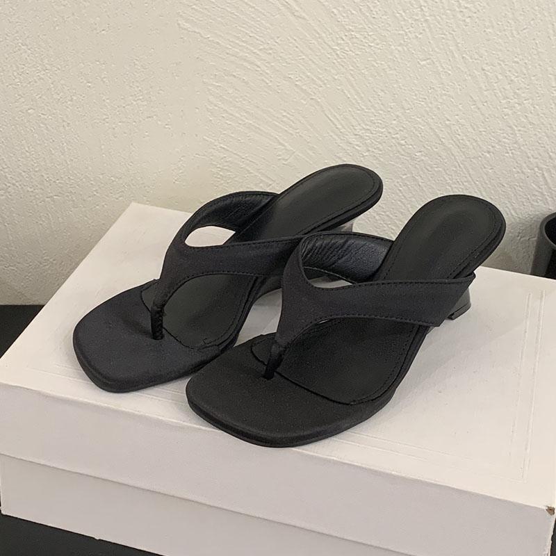 Fashion 2025 New Fashion Silk Women Wedges Sandals Shoes Female Heeled Footwear Shallow Ladies Wedges Sandals Slippers Shoes Flip flops