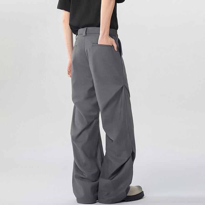 Pantalones Casuales Ligeros para Hombre con Pliegues, Corte Recto, Transpirables, Holgados, de Negocios
