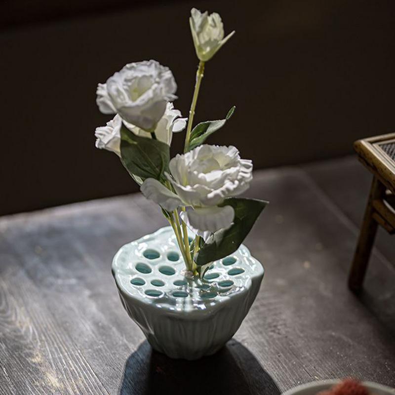 Keramischer Lotusblumenhalter Zen Lotusblumenvase Blumensteckhalter Keramikblume Hydrokulturbehälter Heimdekoration