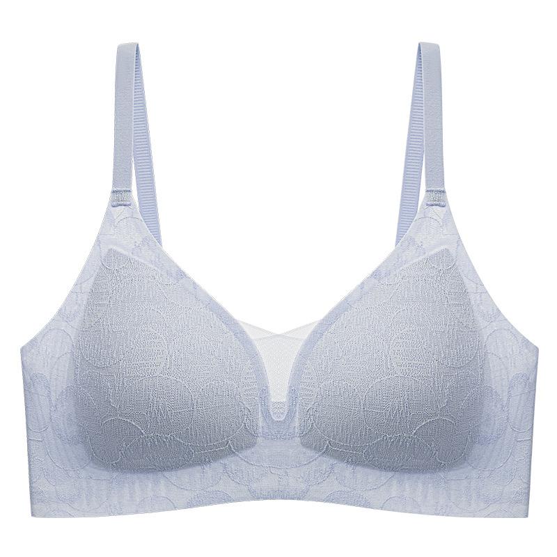 Kleine Brust Unterstützung Weich und Stützend Sexy Tiefer V Nahtlose Dessous Französische Spitze BH für Frauen