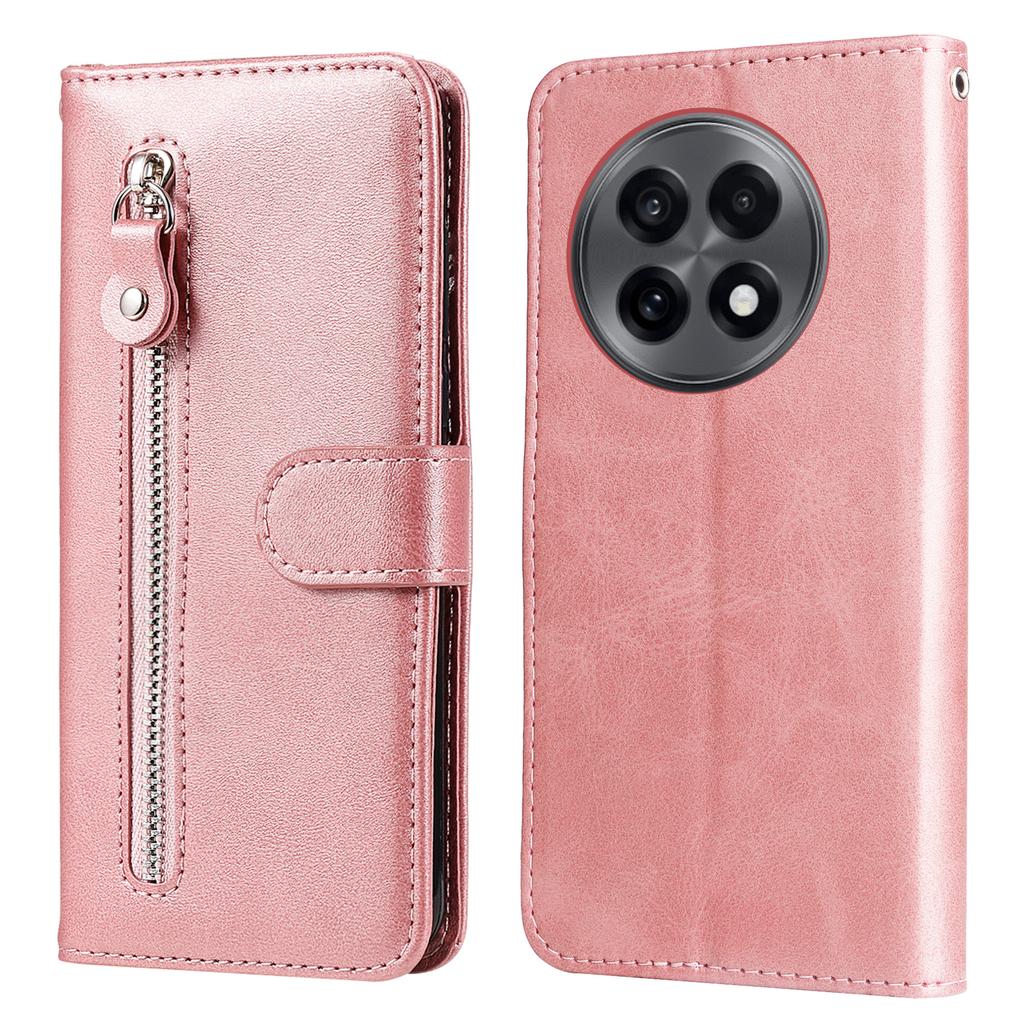 For OnePlus 13R 5G/Ace 5 5G/Ace 5 Pro 5G Case Zipper Wallet Calf Texture PU Leather Phone Cover
