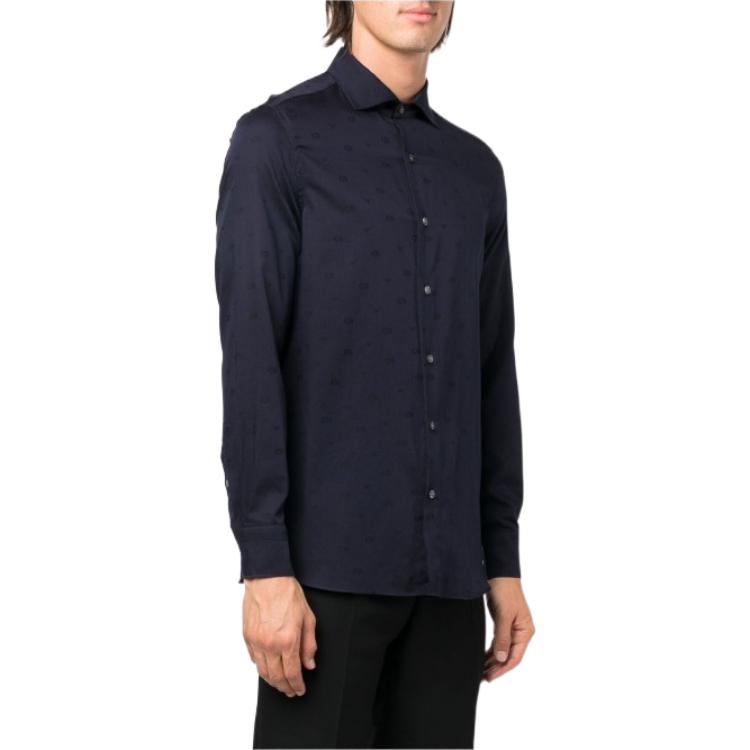 Emporio Armani Solid Color Casual Lapel Single Breasted Long Sleeve Shirt Men shirts Blue 6L1C86-1N8JZ-F918