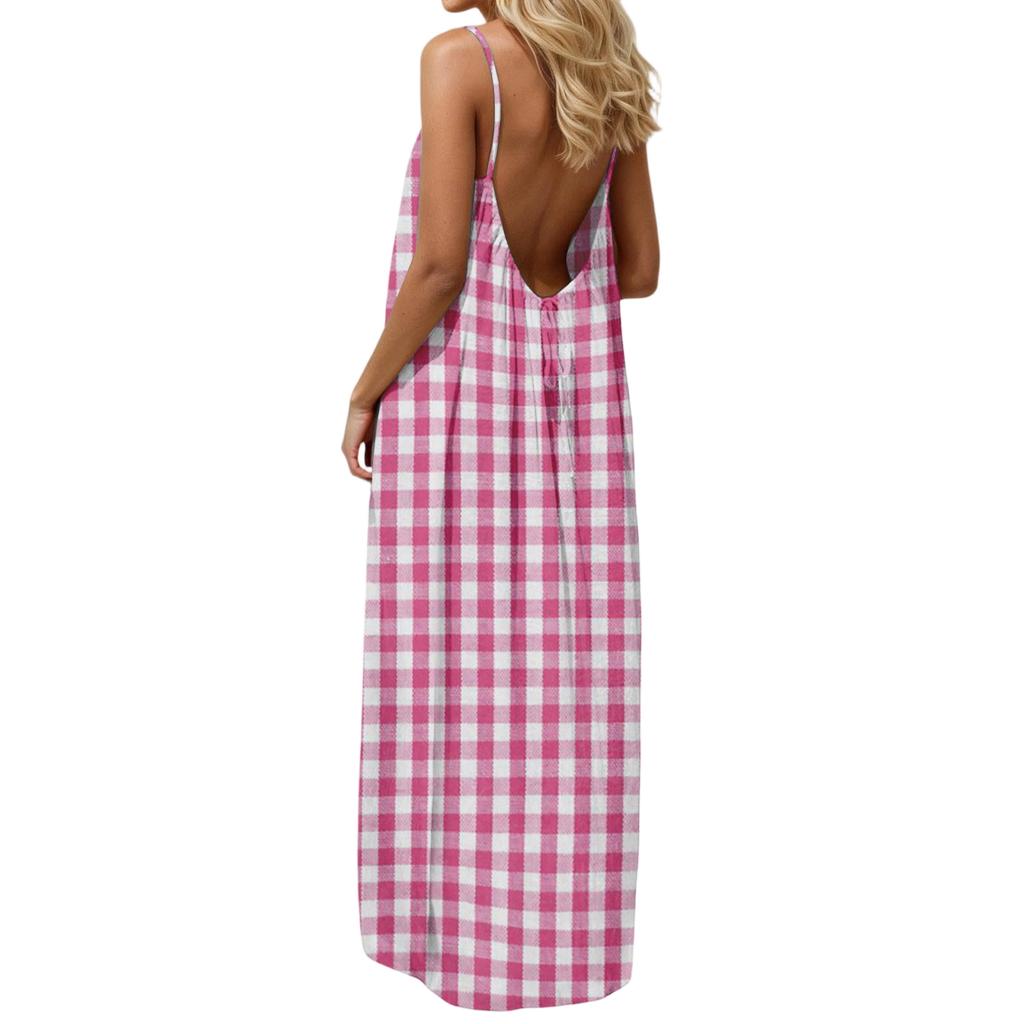 Women's casual fashionable striped checkered printed dress