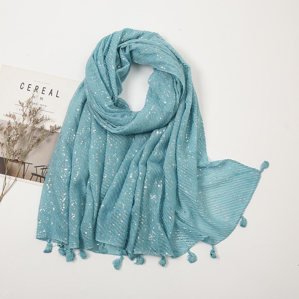 Shimmer Glitter Muslim Hijab Scarves Cotton Scarf For Women Big Size Long Shawls Stoles Wraps Islamic Turban Headscarf 190*85cm