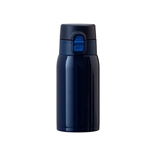 Atlas ARW-351NV Vacuum Insulated Water Bottle, 350ml Capacity, Ultra-Lightweight, One-Touch Design, Japan's Lightest, Navy Blue, Airist, for Hot Water