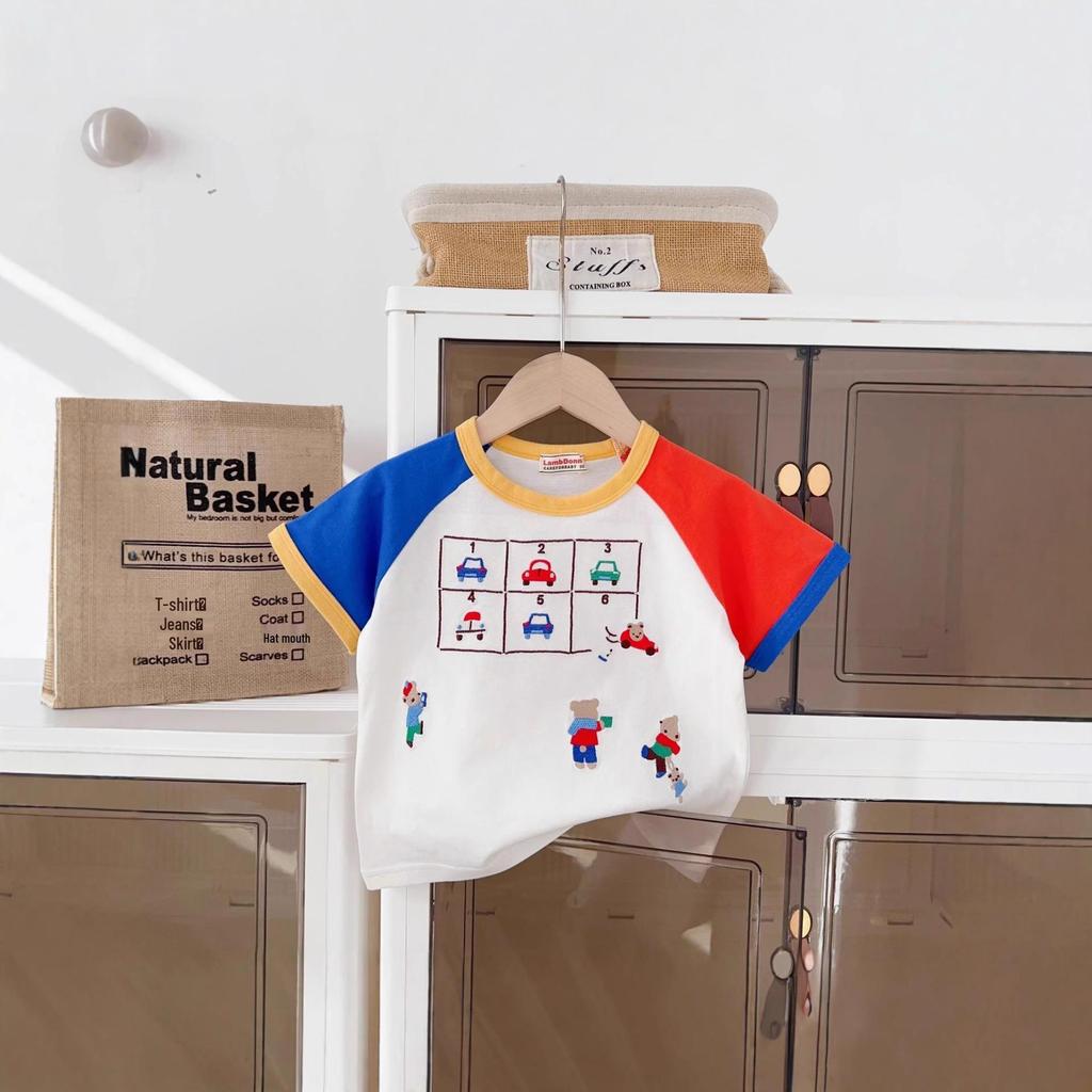 Boys' Patchwork Short-Sleeve T-Shirt - 2026 Summer Style, Round Neck, In Stock