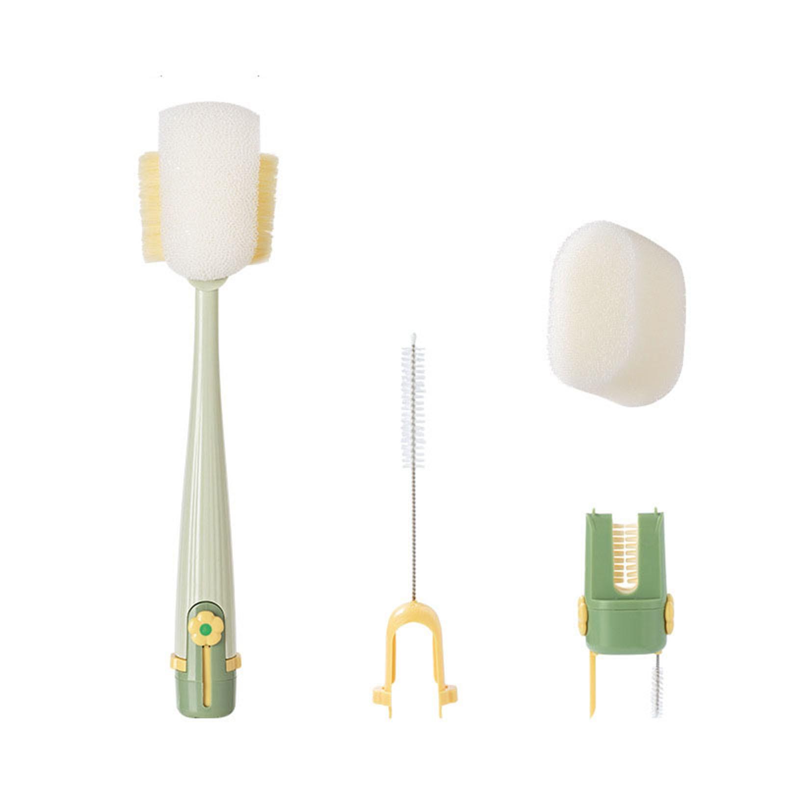 

Щетка для мытья чашек с длинной ручкой, многофункциональная, пять в одном, щетка для мытья чашек, специальная губка для чистки детских бутылочек One Size зелёный