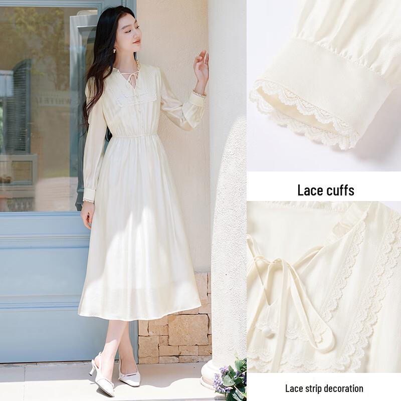 Women's French V-Neck Lyocell Tencel Midi Dress